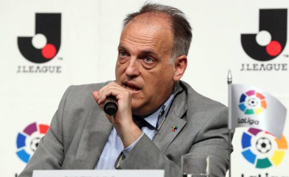 Tokyo, Japan. 22nd June, 2017. Spanish professional football league LaLiga president Javier Tebas speaks as LaLiga and Japan Professional Football League