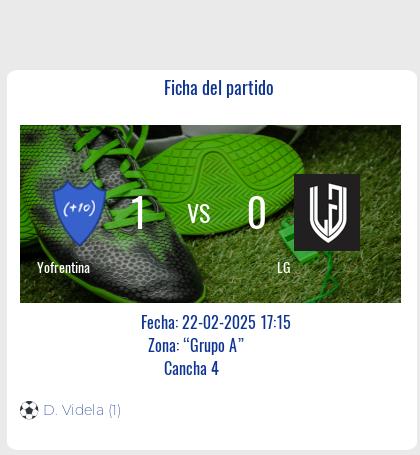 Fecha 1 - Yofrentina se impone sobre LG con gol de Videla Diego.