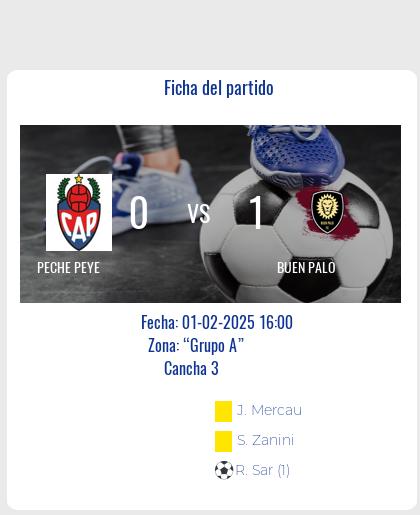 Fecha 1 - Buen Palo con lo justo sobre Peche Peye 1 a 0: Rodrigo Sar anota el gol de la victoria