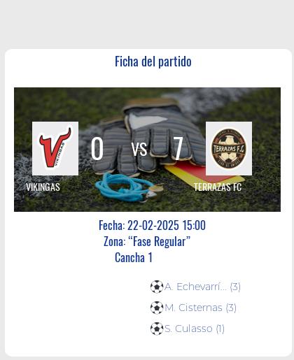 Finalizo el partido de TERRAZAS FC VS VIKINGAS