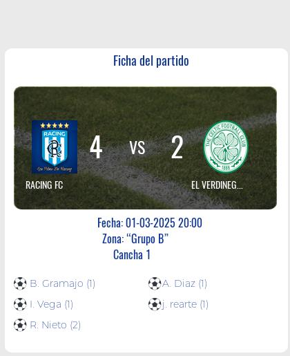 Fecha 5: RACING FC vence a EL VERDINEGRO FC en un vibrante encuentro